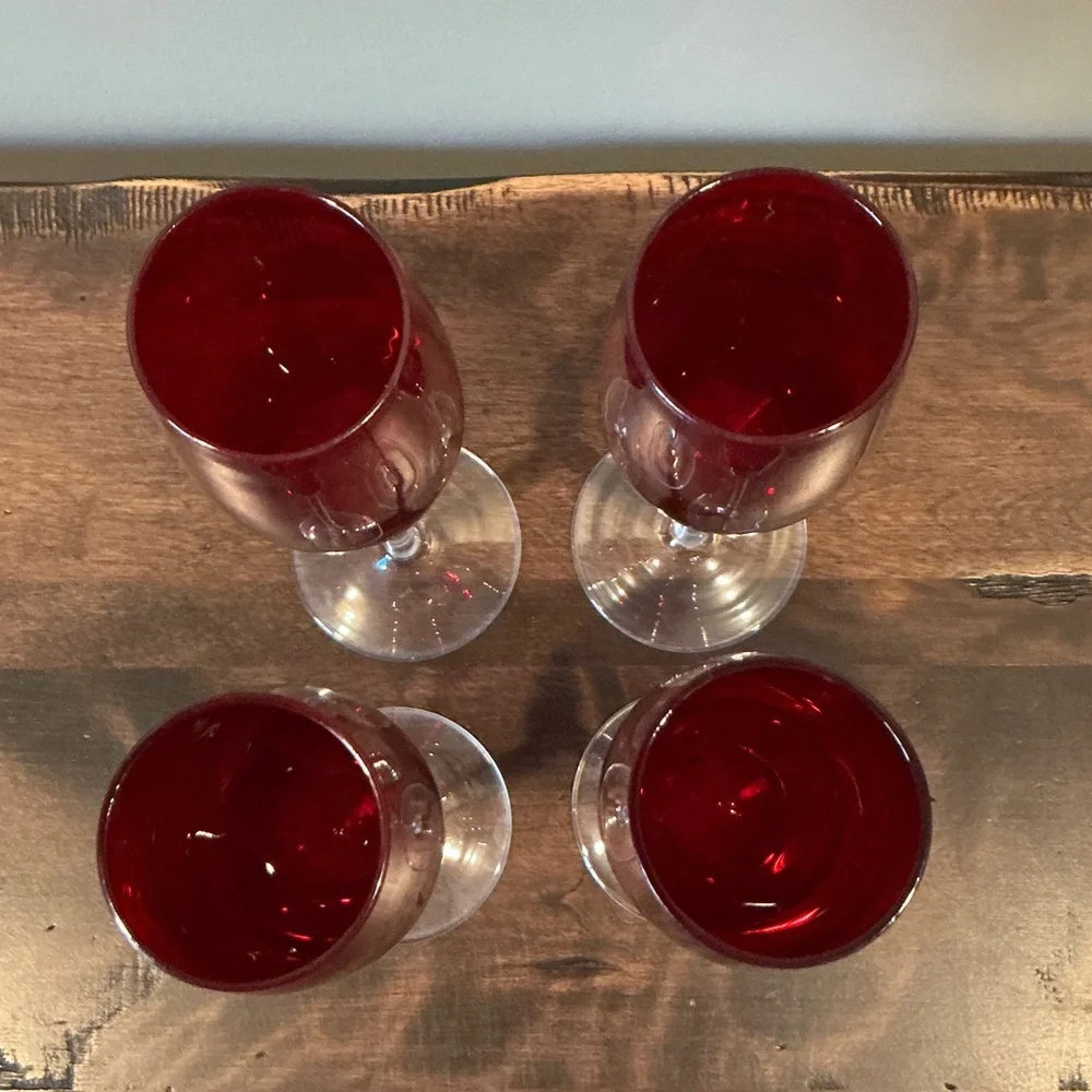 Pottery Barn Red Champagne Flutes